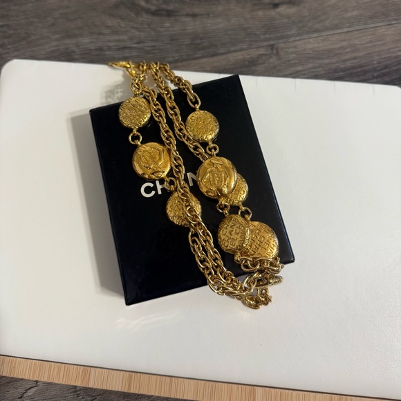 Chanel Gold Vintage Mademoiselle Station Chain Necklace
